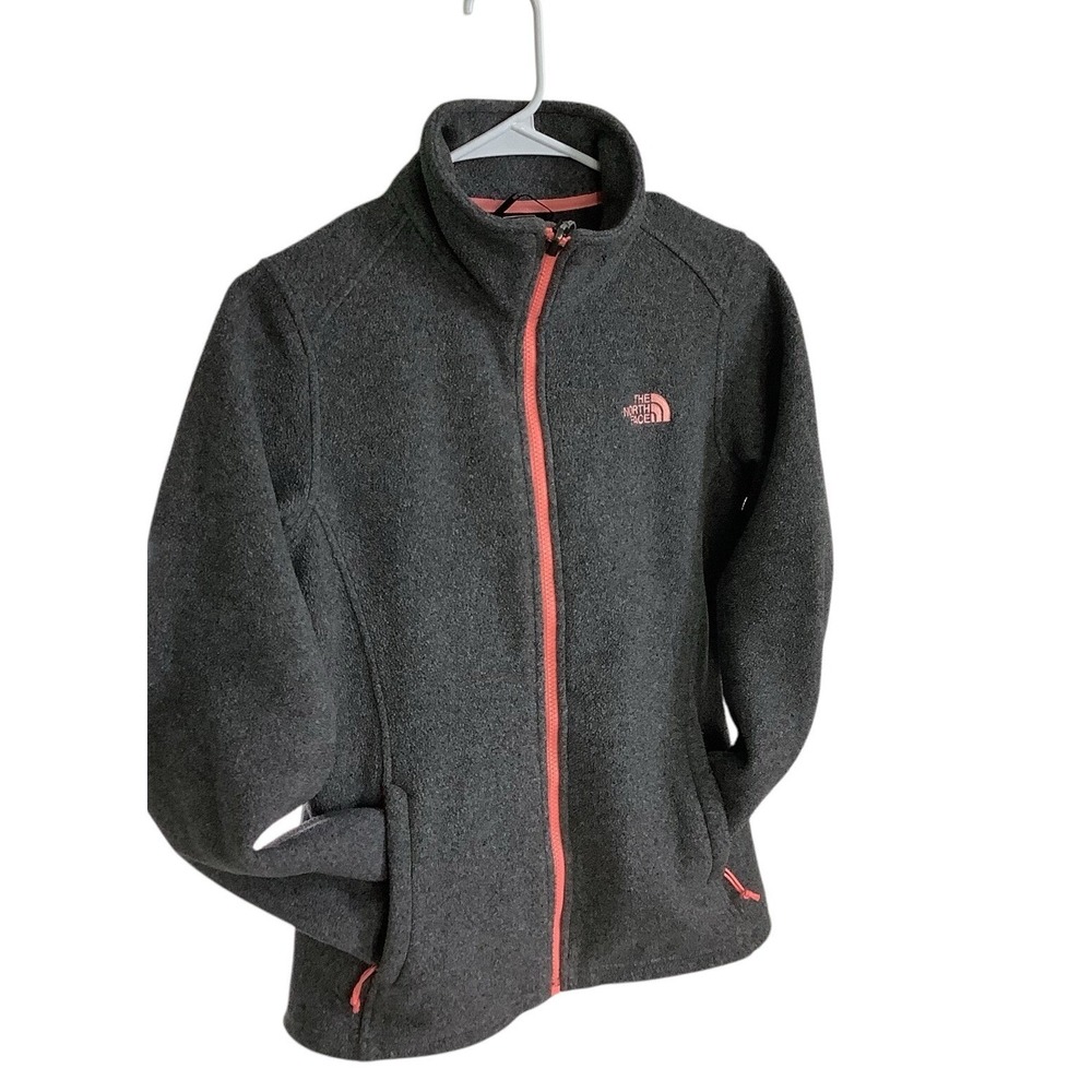 The North Face Gray Pink Full Zip Fleece Jacket Mock Neck Women Size S